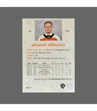 2024/25 AMPIR Russian Star #RC01-1 Matvei Michkov (Philadelphia Flyers) RC | AMPIR Trading Cards
