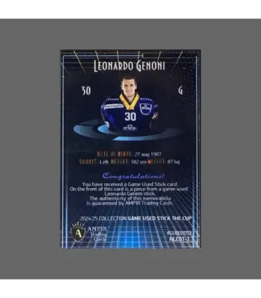 2024/25 AMPIR Game Used Stick The Cup #NLC01-1 Leonardo Genoni (EV Zug)  | AMPIR Trading Cards