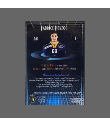 2024/25 AMPIR Game Used Stick The Cup #NLC02-1 Fabrice Herzog (EV Zug)  | AMPIR Trading Cards
