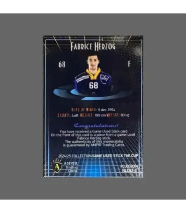 2024/25 AMPIR Game Used Stick The Cup #NLC02-2 Fabrice Herzog (EV Zug)  | AMPIR Trading Cards
