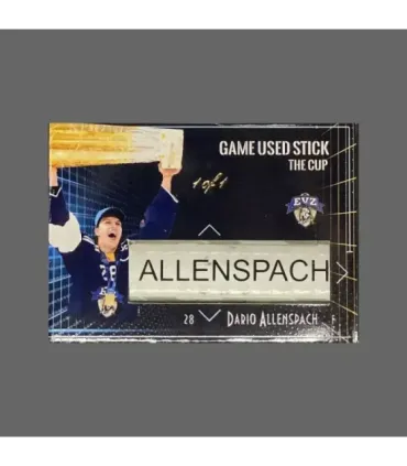 2024/25 AMPIR Game Used Stick The Cup #NLC03-3 Dario Allenspach (EV Zug) 1 of 1 | AMPIR Trading Cards