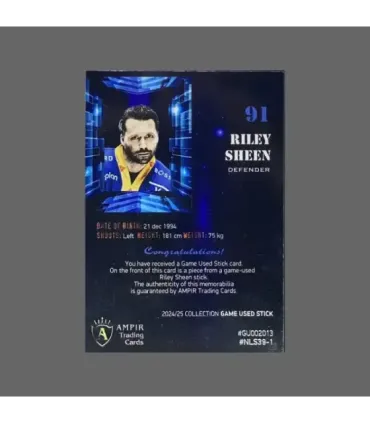2024/25 AMPIR Game Used Stick #NLS39-1 Riley Sheen (EV Zug)  | AMPIR Trading Cards