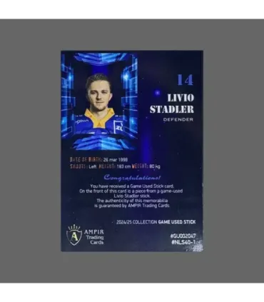 2024/25 AMPIR Game Used Stick #NLS40-1 Livio Stadler (EV Zug)  | AMPIR Trading Cards