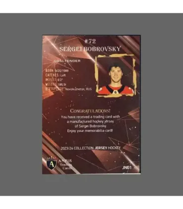 2023/24 AMPIR Jersey Hockey #JN01 Sergei Bobrovsky (Florida Panthers) SET (6 cards) GK | AMPIR Trading Cards