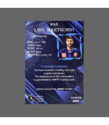 2023/24 AMPIR Jersey Hockey #JER07 Lino Martschini (EV Zug)  | AMPIR Trading Cards