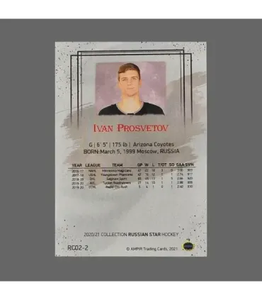 2020/21 AMPIR Russian Star #RC02-2 Ivan Prosvetov (Arizona Coyotes) RC GK | AMPIR Trading Cards