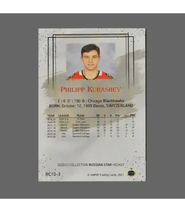 2020/21 AMPIR Russian Star #RC10-3 Philipp Kurashev (Chicago Blackhawks) RC | AMPIR Trading Cards