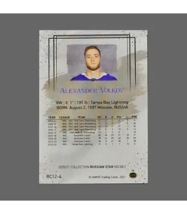 2020/21 AMPIR Russian Star #RC12-4 Alexander Volkov (Tampa Bay Lightning) RC | AMPIR Trading Cards