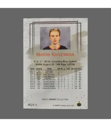 2020/21 AMPIR Hockey #RC23-2 Matiss Kivlenieks (Columbus Blue Jackets) RC GK | AMPIR Trading Cards