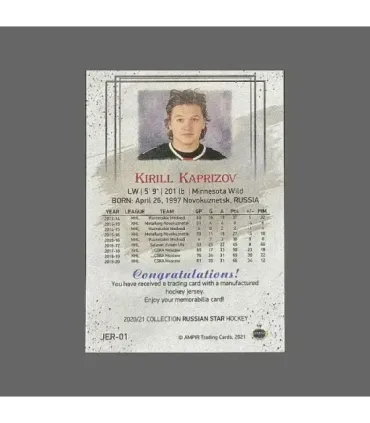 2020/21 AMPIR Russian Star #JER01 Kirill Kaprizov (Minnesota Wild) RC ver.3 | AMPIR Trading Cards