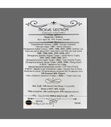 2020 AMPIR Triple Gold Club #09 Nicklas Lidström | AMPIR Trading Cards