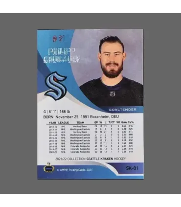 2021/22 AMPIR Seattle Kraken #SK-01 Philipp Grubauer (Seattle Kraken) GK | AMPIR Trading Cards