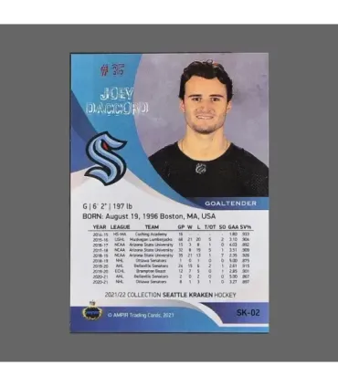 2021/22 AMPIR Seattle Kraken #SK-02 Joey Daccord (Seattle Kraken) RC GK | AMPIR Trading Cards