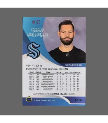 2021/22 AMPIR Seattle Kraken #SK-03 Chris Driedger (Seattle Kraken) GK | AMPIR Trading Cards
