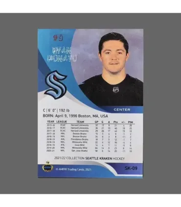 2021/22 AMPIR Seattle Kraken #SK-09 Ryan Donato (Seattle Kraken)  | AMPIR Trading Cards