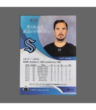 2021/22 AMPIR Seattle Kraken #SK-12 Marcus Johansson (Seattle Kraken)  | AMPIR Trading Cards