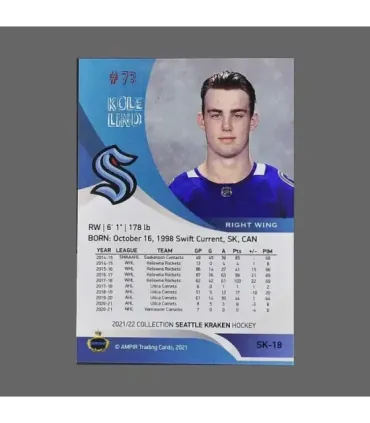 2021/22 AMPIR Seattle Kraken #SK-18 Kole Lind (Seattle Kraken) RC | AMPIR Trading Cards
