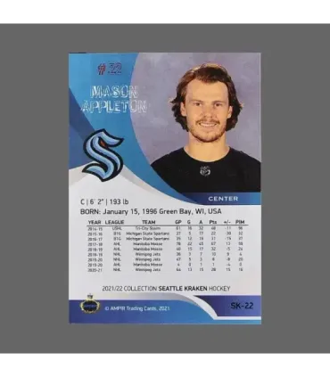 2021/22 AMPIR Seattle Kraken #SK-22 Mason Appleton (Seattle Kraken)  | AMPIR Trading Cards