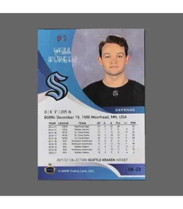 2021/22 AMPIR Seattle Kraken #SK-23 Will Borgen (Seattle Kraken) RC | AMPIR Trading Cards