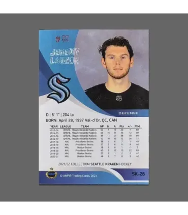 2021/22 AMPIR Seattle Kraken #SK-26 Jeremy Lauzon (Seattle Kraken)  | AMPIR Trading Cards
