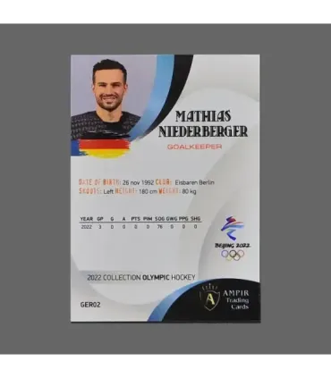 2022 AMPIR Olympic Games Hockey #GER02 Mathias Niederberger (Team Germany) GK | AMPIR Trading Cards