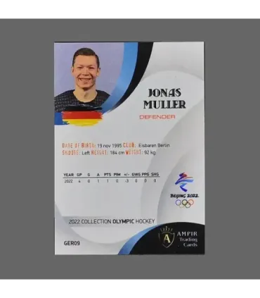 2022 AMPIR Olympic Games Hockey #GER09 Jonas Muller (Team Germany)  | AMPIR Trading Cards