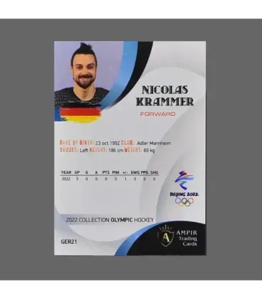2022 AMPIR Olympic Games Hockey #GER21 Nicolas Krammer (Team Germany)  | AMPIR Trading Cards