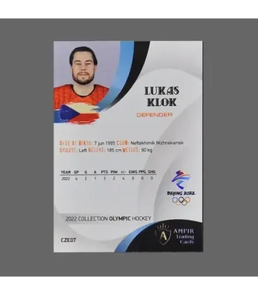 2022 AMPIR Olympic Games Hockey #CZE07 Lukas Klok (Team Czech Republic)  | AMPIR Trading Cards