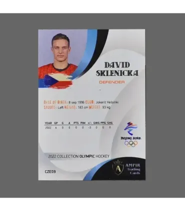 2022 AMPIR Olympic Games Hockey #CZE09 David Sklenicka (Team Czech Republic)  | AMPIR Trading Cards