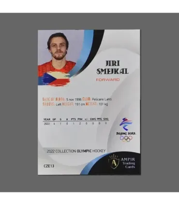 2022 AMPIR Olympic Games Hockey #CZE13 Jiri Smejkal (Team Czech Republic)  | AMPIR Trading Cards