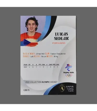 2022 AMPIR Olympic Games Hockey #CZE15 Lukas Sedlak (Team Czech Republic)  | AMPIR Trading Cards