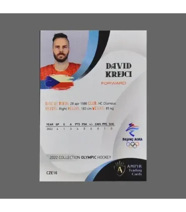 2022 AMPIR Olympic Games Hockey #CZE16 David Krejci (Team Czech Republic)  | AMPIR Trading Cards