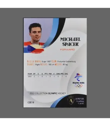 2022 AMPIR Olympic Games Hockey #CZE18 Michael Spacek (Team Czech Republic)  | AMPIR Trading Cards