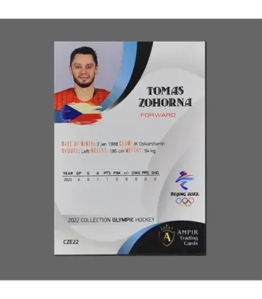 2022 AMPIR Olympic Games Hockey #CZE22 Tomas Zohorna (Team Czech Republic)  | AMPIR Trading Cards