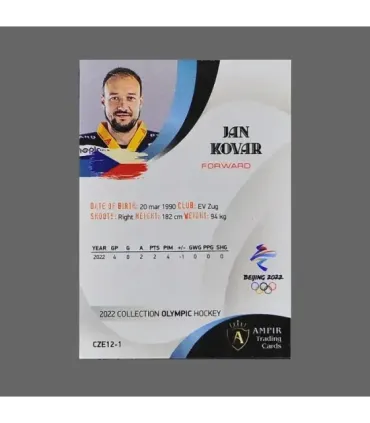 2022 AMPIR Olympic Games Hockey #CZE12-1 Jan Kovar (EV Zug)  | AMPIR Trading Cards