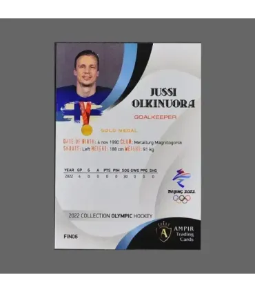 2022 AMPIR Olympic Games Hockey #FIN06 Jussi Olkinuora (Team Finland) GK | AMPIR Trading Cards