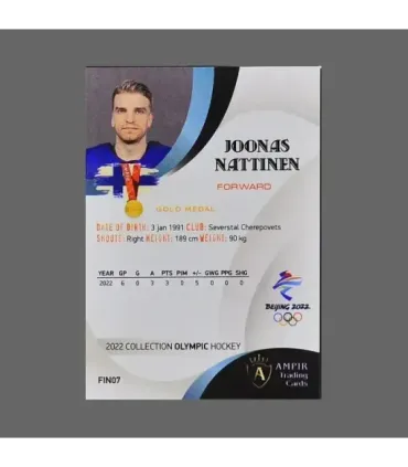 2022 AMPIR Olympic Games Hockey #FIN07 Joonas Nattinen (Team Finland)  | AMPIR Trading Cards