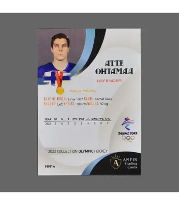 2022 AMPIR Olympic Games Hockey #FIN14 Atte Ohtamaa (Team Finland)  | AMPIR Trading Cards