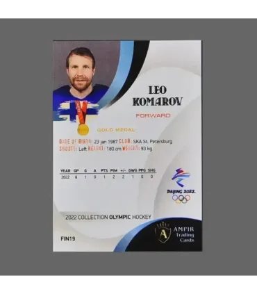 2022 AMPIR Olympic Games Hockey #FIN19 Leo Komarov (Team Finland)  | AMPIR Trading Cards