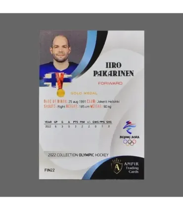 2022 AMPIR Olympic Games Hockey #FIN22 Iiro Pakarinen (Team Finland)  | AMPIR Trading Cards