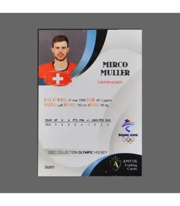 2022 AMPIR Olympic Games Hockey #SUI01 Mirco Muller (Team Switzerland)  | AMPIR Trading Cards