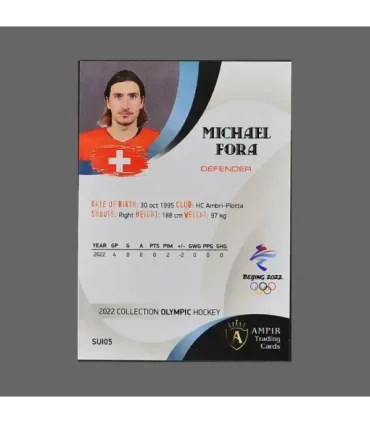 2022 AMPIR Olympic Games Hockey #SUI05 Michael Fora (Team Switzerland)  | AMPIR Trading Cards