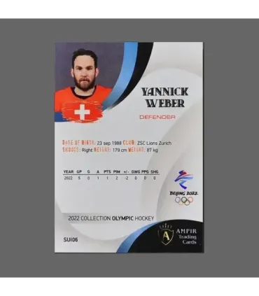 2022 AMPIR Olympic Games Hockey #SUI06 Yannick Weber (Team Switzerland)  | AMPIR Trading Cards
