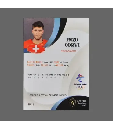 2022 AMPIR Olympic Games Hockey #SUI14 Enzo Corvi (Team Switzerland)  | AMPIR Trading Cards