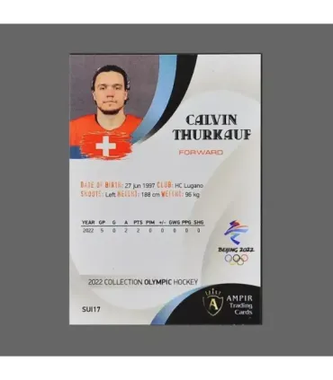 2022 AMPIR Olympic Games Hockey #SUI17 Calvin Thurkauf (Team Switzerland)  | AMPIR Trading Cards