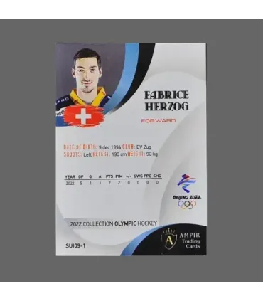 2022 AMPIR Olympic Games Hockey #SUI09-1 Fabrice Herzog (EV Zug)  | AMPIR Trading Cards