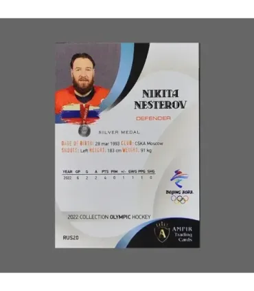 2022 AMPIR Olympic Games Hockey #RUS20 Nikita Nesterov (Team Russia)  | AMPIR Trading Cards