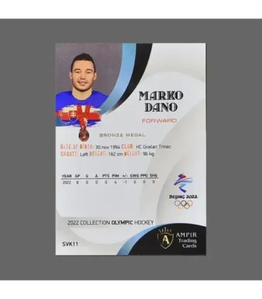 2022 AMPIR Olympic Games Hockey #SVK11 Marko Dano (Team Slovakia)  | AMPIR Trading Cards