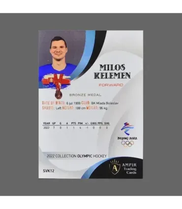 2022 AMPIR Olympic Games Hockey #SVK12 Milos Kelemen (Team Slovakia)  | AMPIR Trading Cards