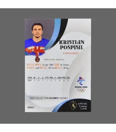 2022 AMPIR Olympic Games Hockey #SVK21 Kristian Pospisil (Team Slovakia)  | AMPIR Trading Cards